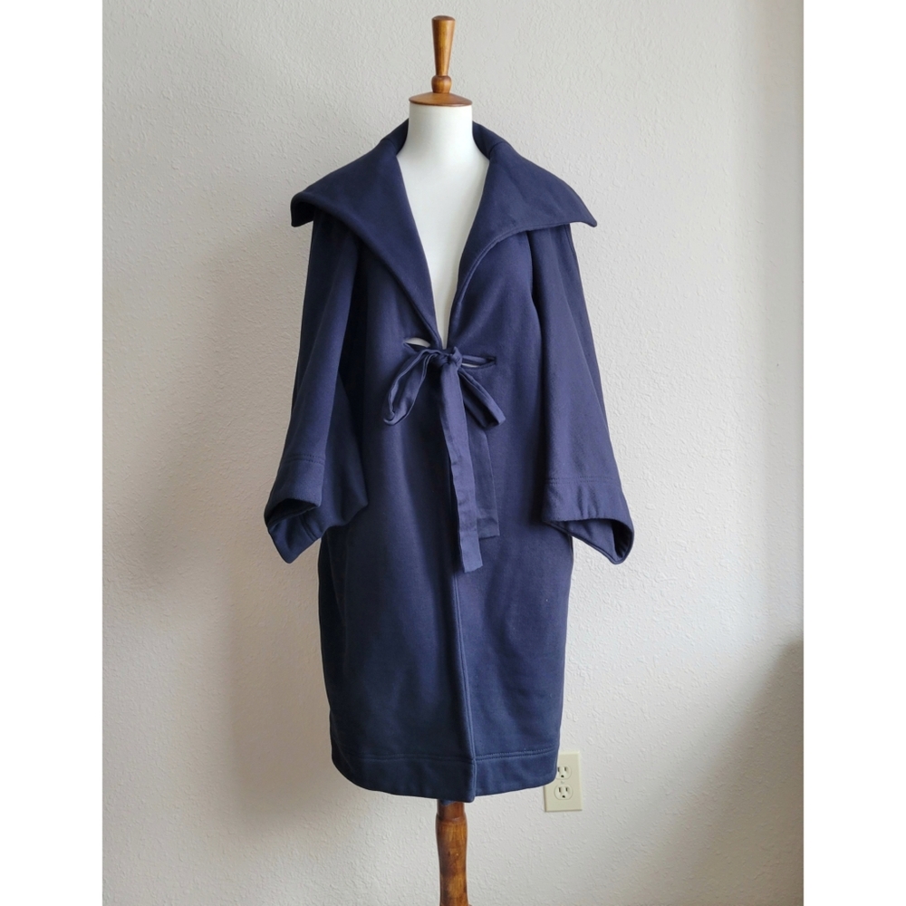 Stella McCartney Navy Blue Heavy Tie Front Open Cardigan Coat Size 36 US 0/2 EUC